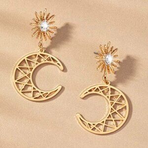 LOU RHINESTONE MOON DROP EARRINGS